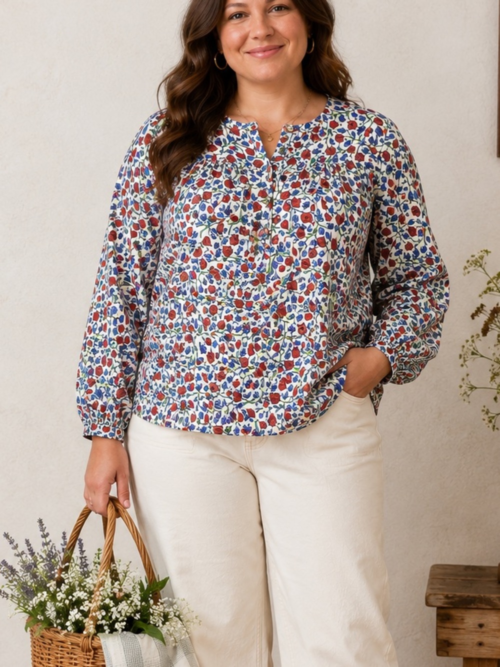 J CREW Ditsy Floral Peasant Top 3X Balloon Sleeve Blouse Boho Preppy Cottage NEW